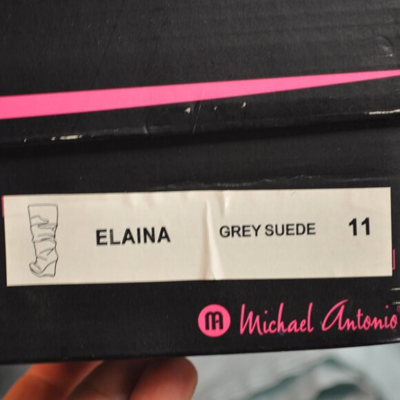 Michael Antonio grey Elaina slouch wedge boots ultra suede size 11 (289) - Picture 12 of 13